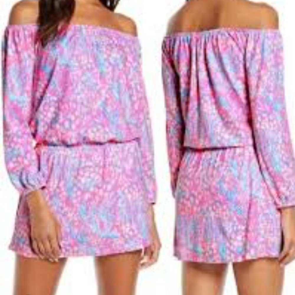Lilly Pulitzer Lana Skort Romper In "Pink Sorbert" Size XS Pink Blue Like New - Picture 2 of 8